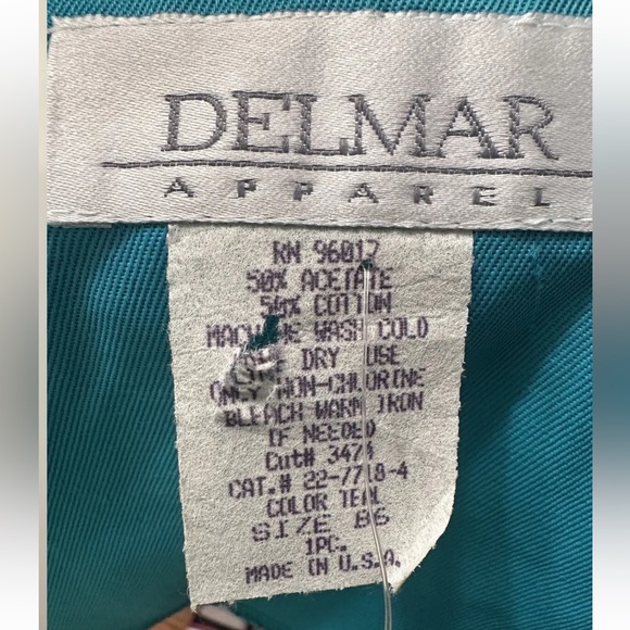 Vintage Delmar Apparel Plus Teal Unlined Pockets Belted Trench Coat Size B6 - Picture 7 of 7